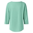 thumbnail image 6 of yunLCZ Casual Tops Everyday Low Price A Vintage Solid Color T Shirt With A Square Neck For Ladies A Casual Pleated Loose And Flowing Three Quarter Sleeve Top Everyday wear simple women's T-shirts, 6 of 7