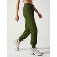 thumbnail image 3 of Women's Sweatpants High Elastic Waist Solid Drawstring Cuffed Joggers with Pockets Olive Green L, 3 of 5
