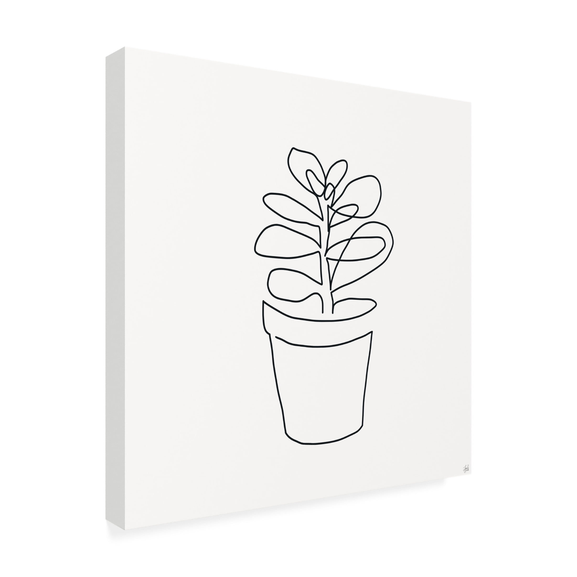 Canvas Wall Art - Line and Brush 'Line Succulent 1' Wall Art for Living Room, Bedroom, or Office Décor by Trademark Fine Art - 18 x 18 Inches