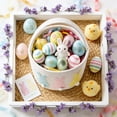 thumbnail image 4 of Easter Bunny Woven Basket with Pom Pom Tail 7.9 Inches Tall, Cotton Rope Egg Hunt Bucket in Pink Purple Blue or Beige for Chocolate Candy Collection, 4 of 6