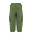 thumbnail image 4 of Lroveb Pantalon Capri pour Femmes avec Cordon de Serrage Pantalon d'Été d'Entraînement Couleur Unie Pantalon de Randonnée Décontracté Extérieur /4 Cargo Léger Extensible Vert Armée, 4 of 9