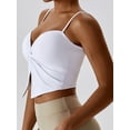 thumbnail image 3 of Arvbitana Women's Slim Yoga Cami Tops Solid Color Front Twist V-neck Vest Sleeveless Spaghetti Strap Slit Show Navel Cropped Camisole Party Streetwear, 3 of 6