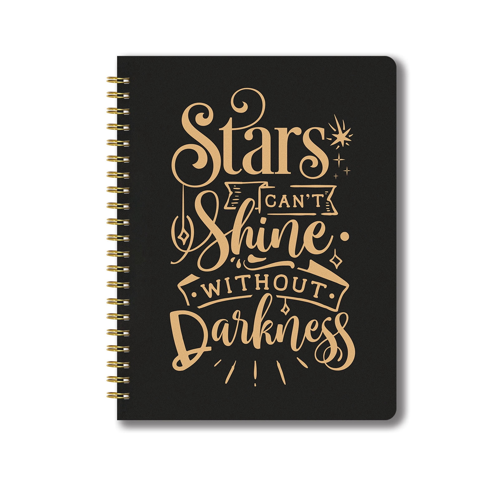Tuvgenk Spiral Notebook A4 Black Subject Notebook Thick Stars Travel Diary with Separating Pages