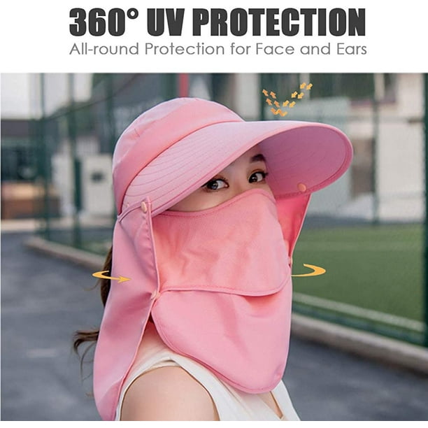Sun Cap Fishing Hat Wide Brim UV Sun Protection Safari Cap W/Neck and Face  Flap for Women 