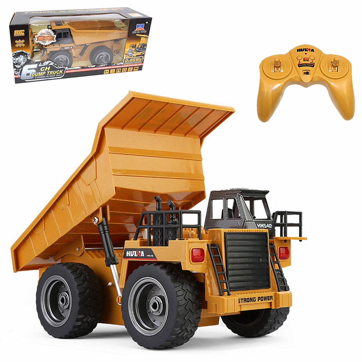 RC Truck 6 Ch 2.4G Alloy Remote Control Dump Truck 4 Wheel Driver Mine