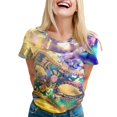 thumbnail image 1 of PMUYBHF T-Shirt Imprimé à Manches Courtes Col Rond pour Femmes Printemps Été 1644 TG, 1 of 5