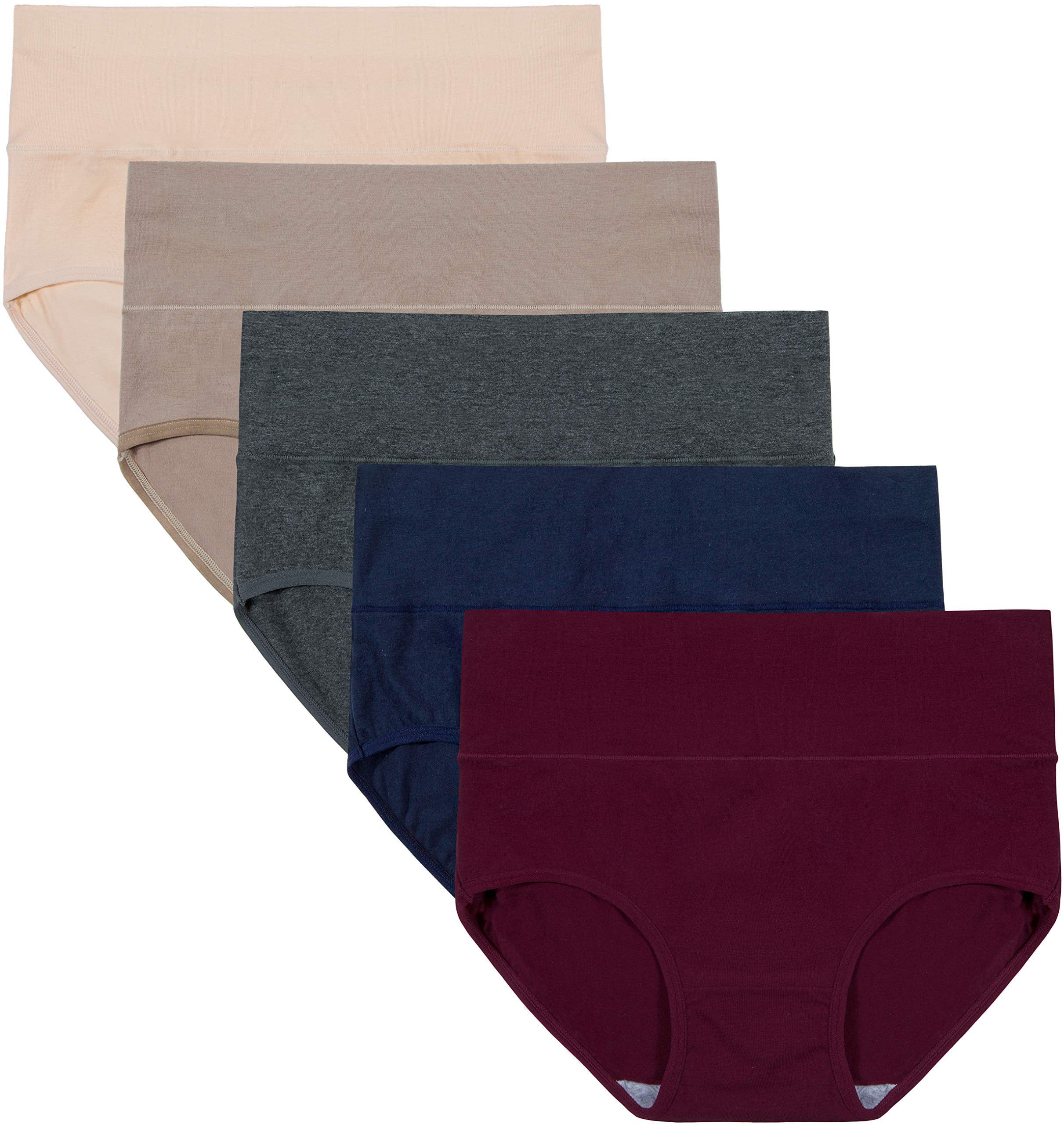 INNERSY Womens Underwear Cotton Briefs Postpartum High Waisted Panties Multi Pack 