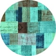 thumbnail image 1 of Ahgly Company Indoor Round Patchwork Turquoise Blue Transitional Area Rugs, 6' Round, 1 of 4