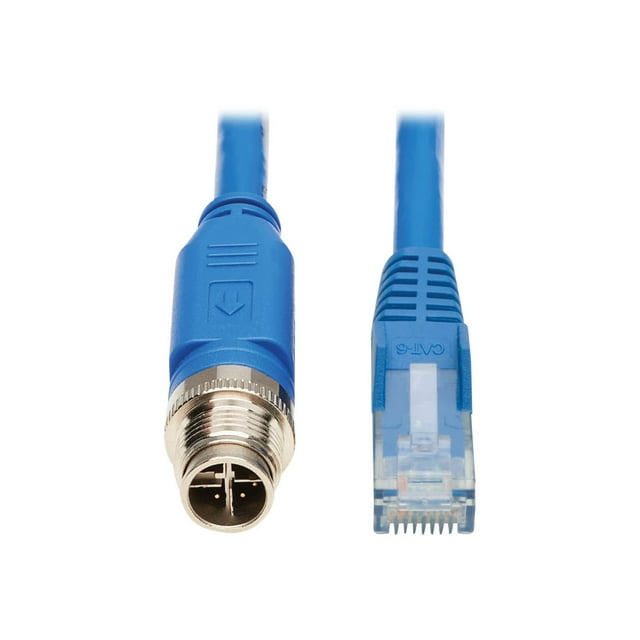Eaton Tripp Lite Series M12 X-Code Cat6 1G UTP CMR-LP Ethernet Cable (M12 M/RJ45 M), IP68, PoE, Blue, 1 m (3.3 ft.) - Network cable - 8 pin M12-X (M) to RJ-45 (M) - 3.3 ft - UTP - CAT 6 - snagless - blue