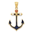 thumbnail image 1 of 14 Carats Or Jaune Rouge Blanc Bleu Ancre Collier Pendentif Pendentif Bord de Mer, 1 of 6