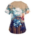 thumbnail image 3 of IYYVV Floral Printed Nursing Scrubs Shirts for Women 2024 New Fun Medical Plus Size Scrub Tops with Pockets Orange 2XL, 3 of 3