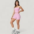 thumbnail image 3 of Women's Square Neck Cropped Active Tank with Contrast Trim and Built-In Bra for Light Support - Large, Pink, 3 of 7