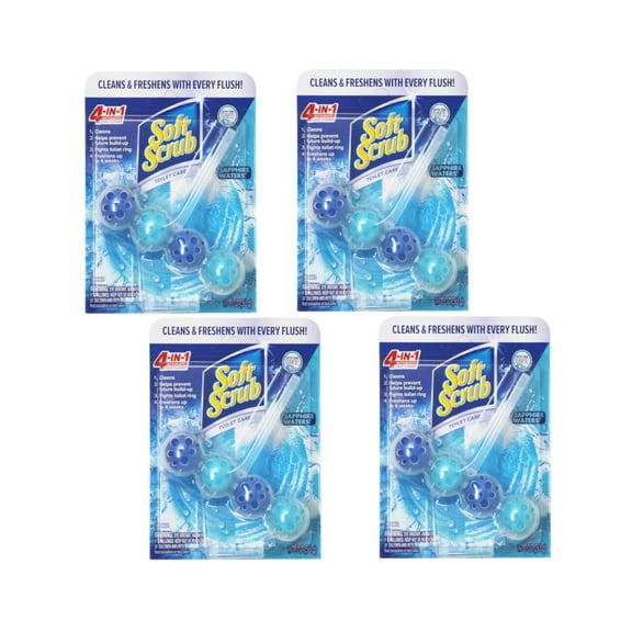 Soft Scrub 4-in-1 Rim Hanger Automatic Toilet Bowl Cleaner, Sapphire Waters, 1 Count - 4 Pack