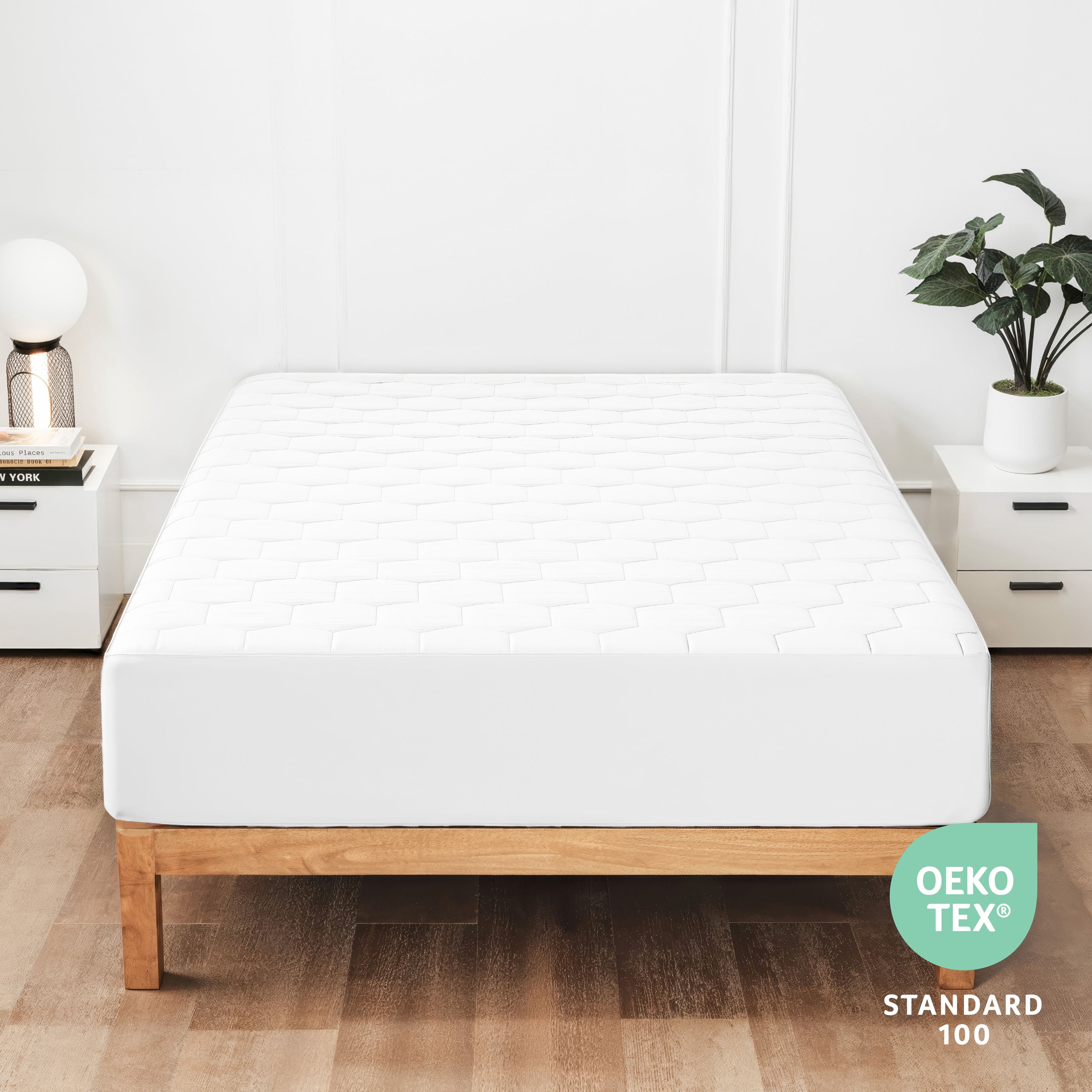 LammaLoe Full Mattress Pad Waterproof, Quilted Fitted Mattress Protector, Deep Pocket Cover Fits 8" 21", White