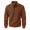 thumbnail image 6 of LNWUY Men's Quilted Sweatshirts Casual Long Sleeve Outdoor Stand Collar Pullover Checkered Zipper Sweatshirt Jacket Brown XXL, 6 of 9