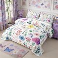 thumbnail image 3 of Manfei Rustic Wildflower Butterfly Quilt King 3 Pieces,Cottagecore Blossom King Coverlet Set,1 Bedspread and 2 Pillowcases, 3 of 7