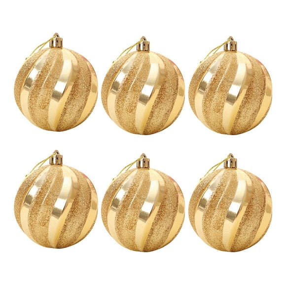 TAILTOSS Golden Glitter Ball Pendant 12Pcs Christmas Tree Hanging Ornaments For Holiday Decoration Elegant Design
