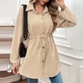thumbnail image 2 of HBYJLZYG Waffle Coats Cardigan Waist Jacket Overcoat Tops, Womens New Solid Color Drawstring Waist Loose Long Sleeve Tops Long Sleeve Hatless Casual Coat, 2 of 7