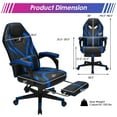 thumbnail image 3 of Giantex Chaise de Jeu, Fauteuil Inclinable Ergonomique avec Coussin Lombaire de Massage, Dossier Réglable, Repose-Pieds et Roulettes, Style Course pour Bureau à Domicile, Bleu, 3 of 8