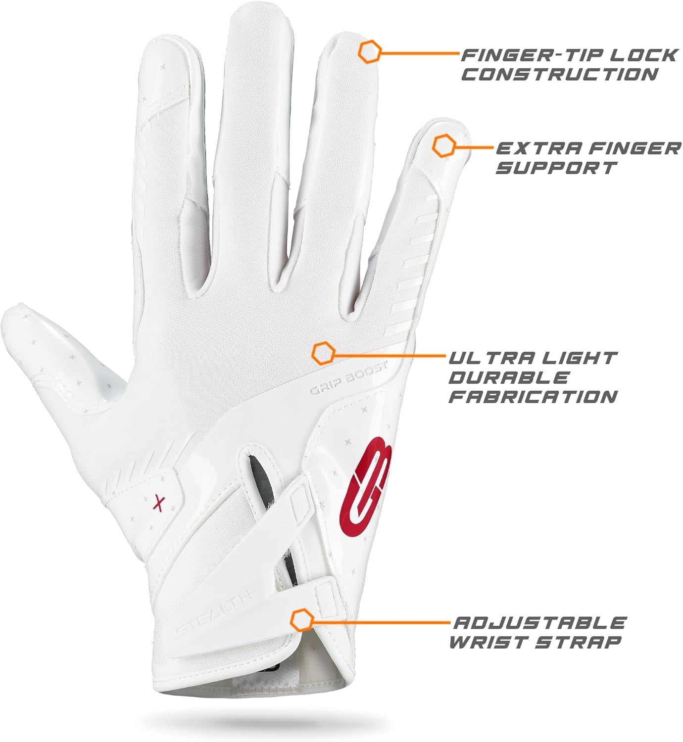 Football Gloves Peace Stealth 6.0 Boost Plus Technology Men's Receiver Gloves - Adult and Youth Sizes
