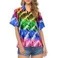 thumbnail image 5 of LA LEELA Women's Casual Beach Hawaiian Short Sleeve Blouse Shirt Dressy Blouses Button Up Dress Tops Tee Shirts T Shirts for Women S Cross Dye, Multicoloured, 5 of 5