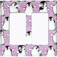 thumbnail image 6 of Metal Light Switch Plate Cover Cute Penguins Ice Skating Purple BRD003, 6 of 13