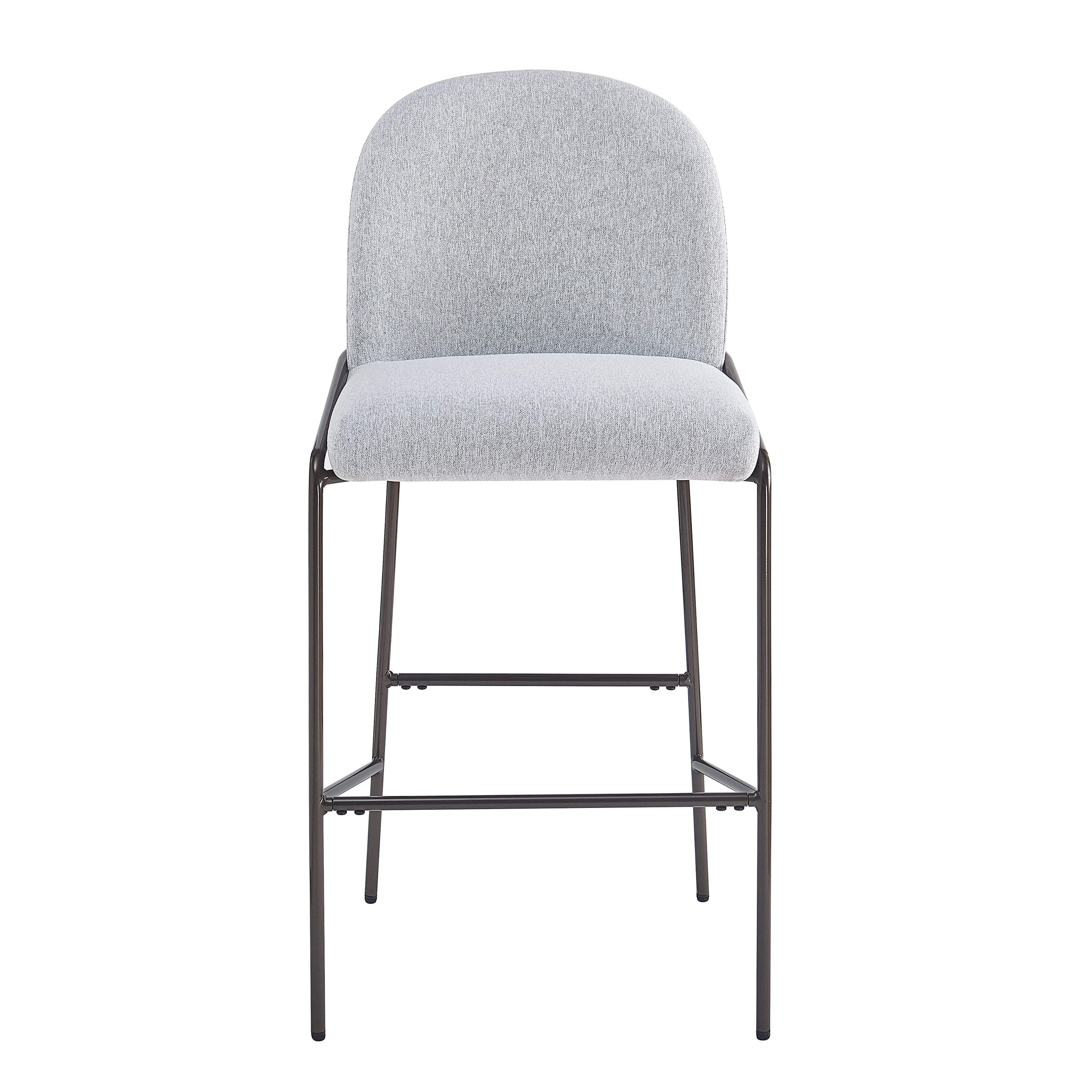 Metal Upholstered Barstool Set of 2,Counter Height Bar Stools Kitchen Island Stools for Dining Room,Kitchen,Gray