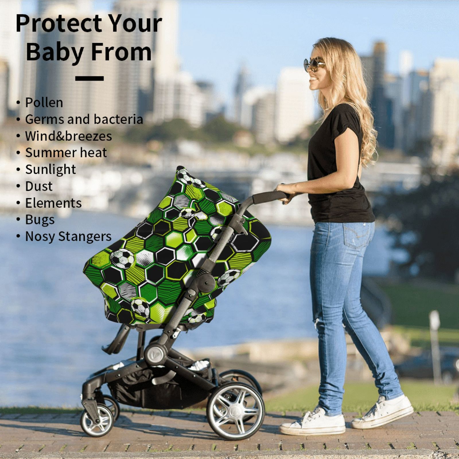 Fotbe Soccer1 Pattern Car Seat Covers for Babies, Nursing Breastfeeding Cover Infant Carseat Canopy, Soft Stretchy Carrier Cover