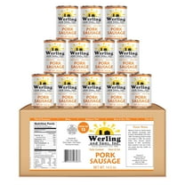 (Pack of 12) Werling & Sons Canned Heat & Eat Pork Sausage 14.5 Oz Fully Cooked Ready to Eat Canned Meat Long Shelf Life Great for Emergency Food Storage, Camping, Quick & Easy Meals Canned Food
