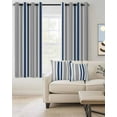thumbnail image 2 of Navy Blue Grey Stripes Blackout Curtains 39 Inches Length, Simple Striped Lines Minimalist Window Treatment Thermal Insulated Drapes for Bedroom Living Room 2 Panels 55x39 Inches, 2 of 8