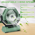 thumbnail image 5 of Fiuion 10400mAh Camping Fan with LED Lantern 3 Speed Rechargeable Tent Fan 270° Rotation Green, 5 of 10