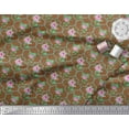 thumbnail image 2 of Soimoi Tissu Popeline de Coton Design Quatrefoil, Feuilles & Roses Imprimé Floral 1 Yard 56 Pouces de Large, 2 of 3