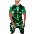 thumbnail image 1 of TSADFHJI Pyjama pour Hommes Ensemble Court Imprimé Jour de la Saint-Patrick Col Rond Manches Courtes Short Costume L Noir, 1 of 5