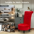thumbnail image 4 of AVAWING High-Back Velvet Throne Chair, Retro Royal Armless Chair, Indoor, Red, 4 of 8
