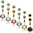thumbnail image 1 of BodyJ4You Ensemble de 5 Bagues de Nombril 14G Ton Or Acier Double CZ Nombril Banane Fille Femme Bijoux, 1 of 6