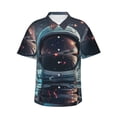 thumbnail image 1 of Balery Astronaut Helmet Reflections Camisas hawaianas de manga corta para hombre, camisas playeras de corte holgado, camisas de vacaciones con botones,Large, 1 of 7