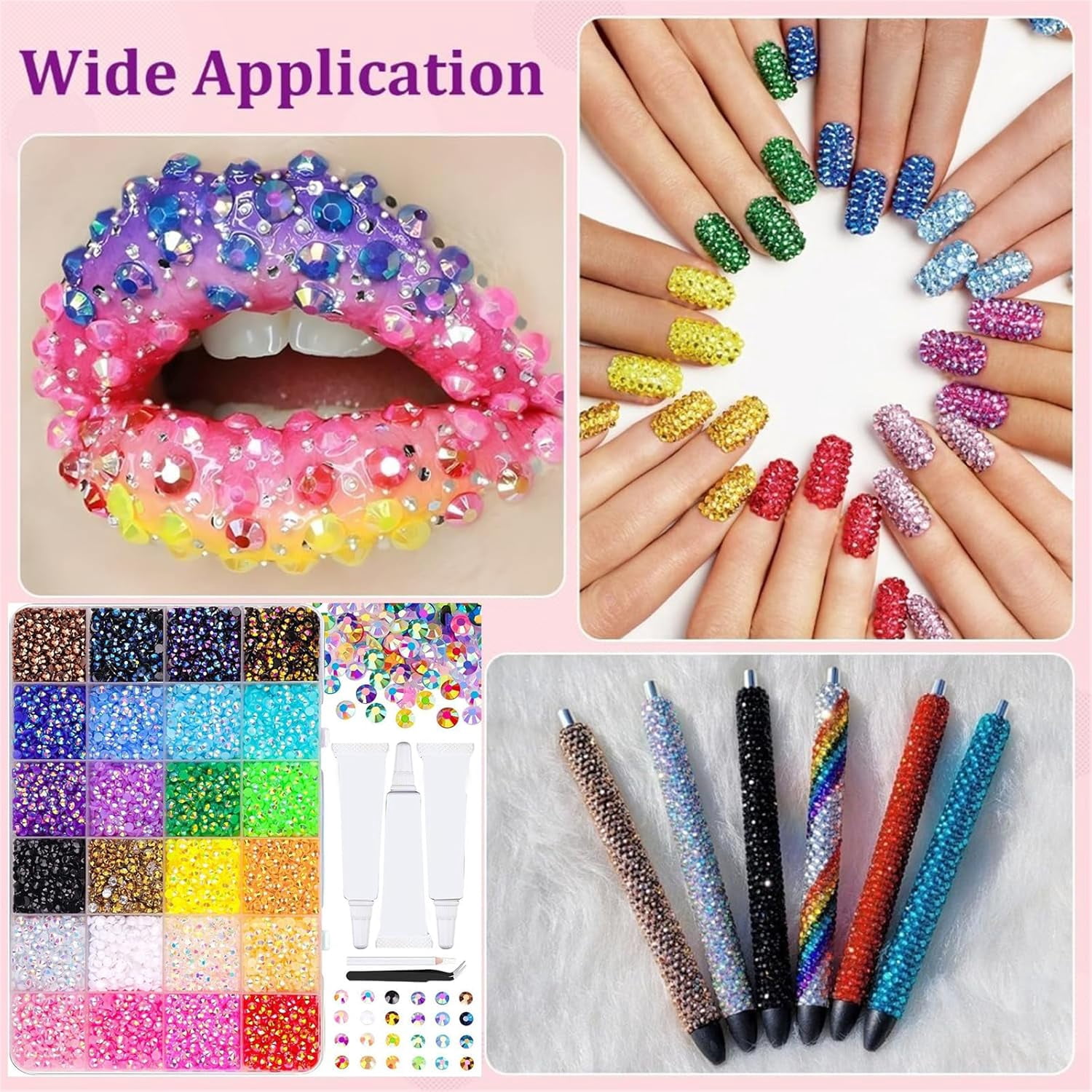 Resin Jelly Rhinestones Kit for Bedazzling, 3 Pcs Adhesive & Tools, Multicolor Assorted Shapes for Clothing, Crafts, DIY Jewelry Making