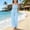 Blue, variant on Beach Vacation Girls Solid Two Piece Outfit Adjustable Spaghetti Strap Ruffle Hem Top with Pocket Cropped Pants for 3-14Y Girls, Soft Casual Suit for Picnic Travel White