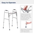 thumbnail image 3 of Andador plegable Drive Medical Deluxe de 2 botones, ligero, para adultos mayores y niños, capacidad de peso de 159 kg, color plateado, 3 of 5