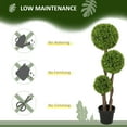 thumbnail image 5 of HOMCOM 45.3" Artificial Plant for Home Decor Indoor & Outdoor Fake Plant Artificial Tree in Pot, Ball Boxwood Topiary Tree, Light Green, 5 of 9