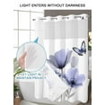thumbnail image 4 of No Hook Cloth Fabric Shower Curtain with Snap in Liner, Spring Flowers Waterproof Shower Curtains Set with See Through Top Window, Pastoral Purple Butterfly Floral Plants Bath Curtains Shower 72"x78", 4 of 6