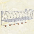 thumbnail image 3 of EeaseMX Estante de almacenamiento de pared con ganchos, de hierro, con repisa hueca, para el hogar, dormitorio, sala de estar, tamaño L (blanco), 3 of 7
