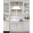thumbnail image 3 of Watercolor Roses Swag Kitchen Curtains Sets for Windows 24 Inch Length, Spring Flowers Leaves Butterflies Beige Short Window Curtain Panels Swags Valances and Tiers 3 Piece Set for Cafe/Dining Room, 3 of 5