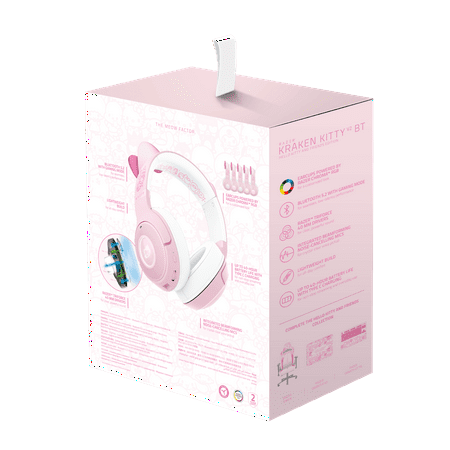 Razer - Kraken Kitty V2 BT Wireless Gaming Headset with Chroma RGB - Hello Kitty Edition - Pink