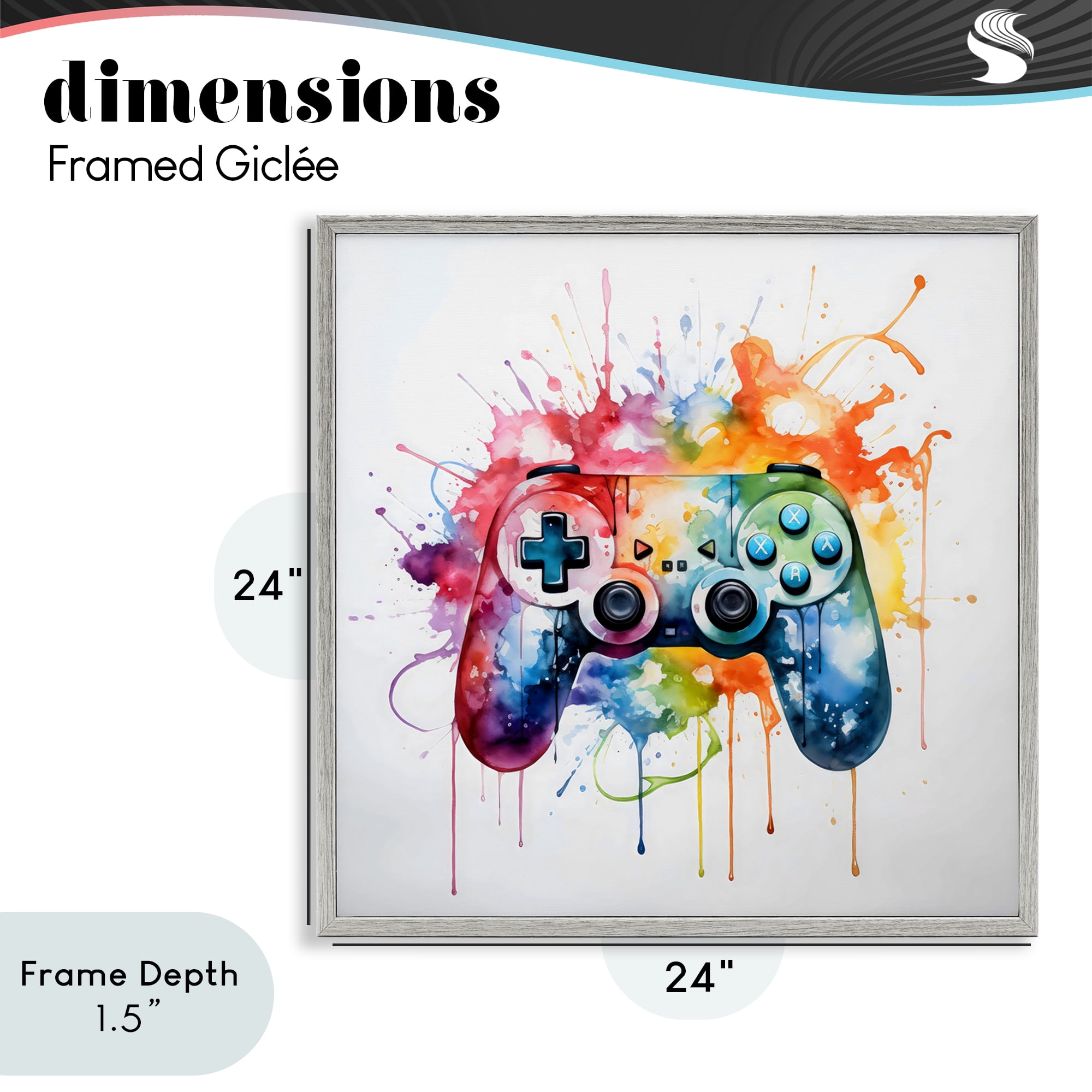 Stupell Industries Colors of Gaming Splatter Gray Framed Giclee Art, design by Creative Studio