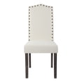 thumbnail image 3 of High Back Fabric Upholstered Dining Chairs with Nailhead Trim, Beige, Set of 2, 3 of 9