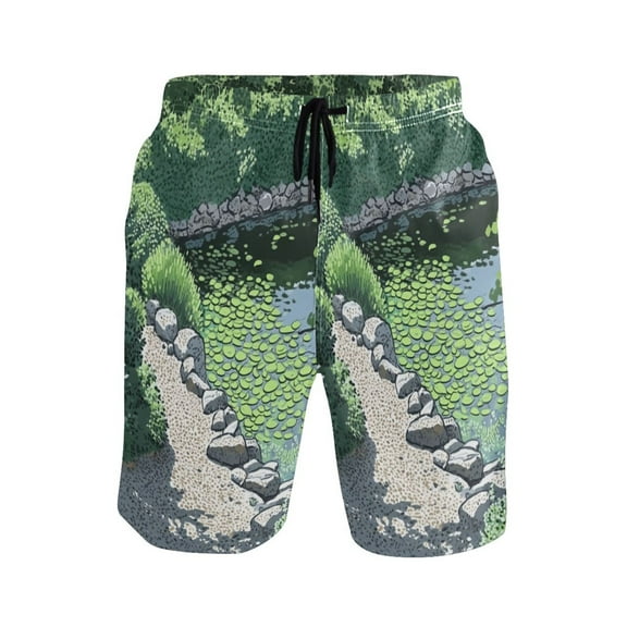 Pond Small Size Men's Lightweight Beach Shorts with Mesh Lining, Quick Dry