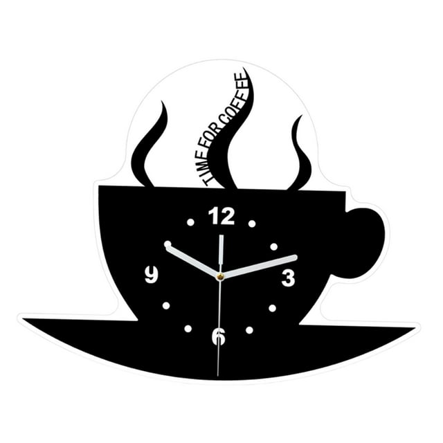 Reloj de pared colgante con forma de taza de café, adorno decorativo ligero y silencioso, ideal para cafetería, oficina, bar, salón y regalo.