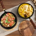 thumbnail image 3 of Shoreew Traditional Forged Iron Wok with Wooden Lid Non-Stick Uncoated Iron Pan Japanese Cookware for Gas Induction & Electric Stoves, 3 of 6