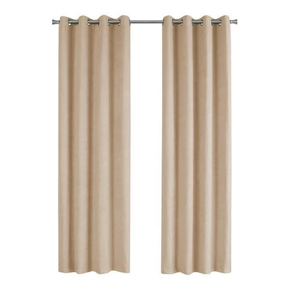 Curtain Panel 54"W X 84"L Grommet Bedroom Kitchen Micro Suede Beige